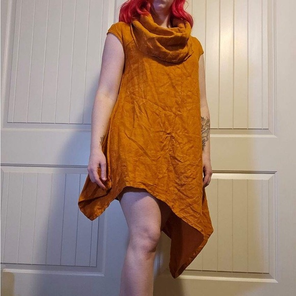Asymmetrical Linen Tunic/Dress/ Beach Cover Up - Picture 2 of 3